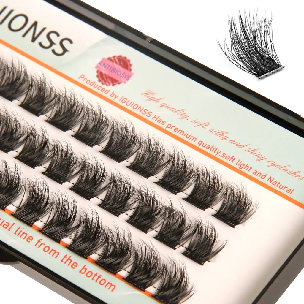 IGUIONSS Segmented False Eyelash Extension DIY Natural Individual Lash Makeup Tools Soft Easy to Operate Eyelashes False