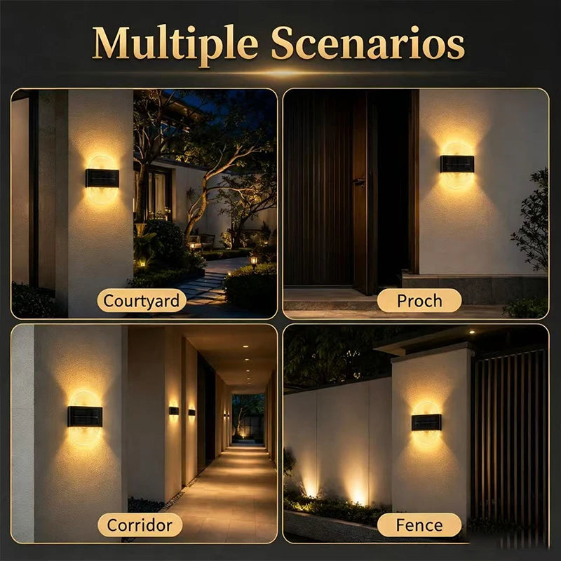 Solar Outdoor Light, Waterproof With Fan-Shaped Lampshade, LED Deck Lights For Patio, Garden, Villa, Wall, Terrace, Railing