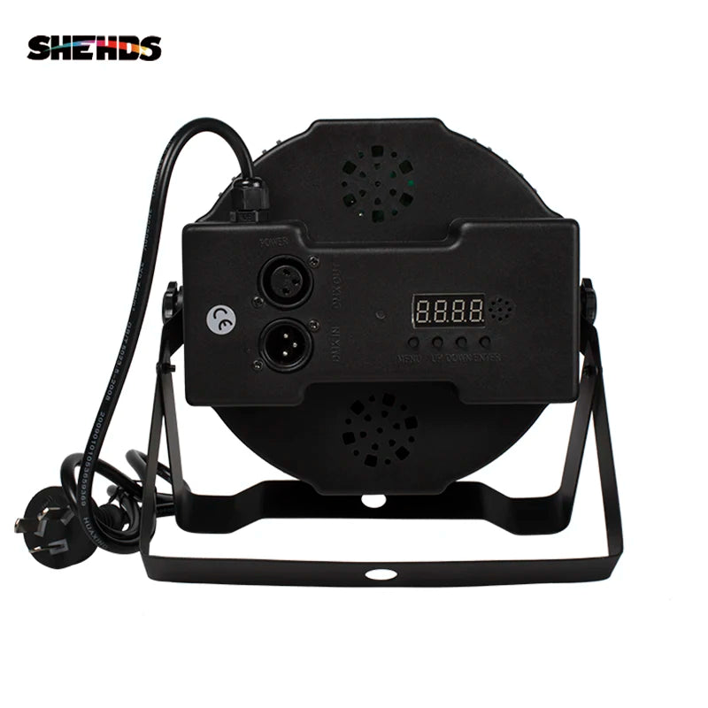 SHEHDS black LED moving head wash light with front display, buttons, and fan vents