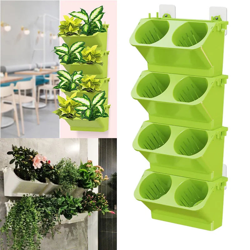 Plant Wall Flowerpot Modular Vertical Greening Basin Stackable Combination Wall Hanging Planter Flower Pots Garden Decoration