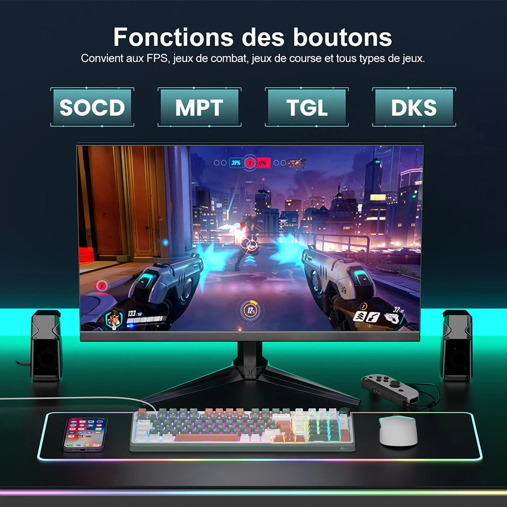 RK ROYAL KLUDGE RK C98 Magnetic Keyboard 0.01mm Rapid Trigg 8K SOCD/Rs 0.125ms PBT RGB Wired Mechanical Esports Gaming Keyboard