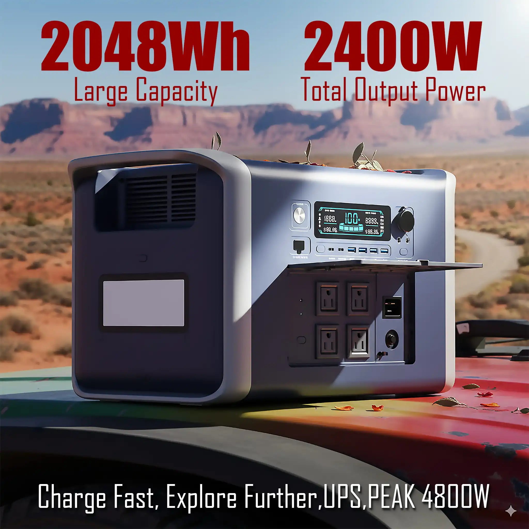 UAPOW 2600W 2048WH Portable Power Station 400W 41V Flexible Solar Panel Camping Lifepo4 Battery Solar Power Supp