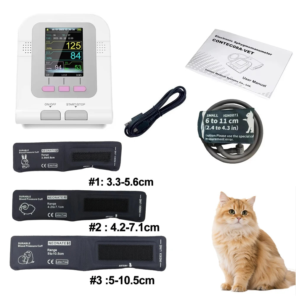 CONTEC08A Vet Use Electronic Sphygmomanometer Digital Blood Pressure Veterinary Vet Use Monitor Pets Dog Cat Horse Etc
