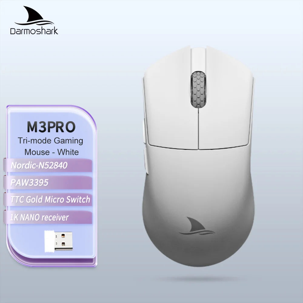Darmoshark  M3 Pro /Max Wireless Gaming Mouse Bluetooth Tri-Mode PAW3395/3950 Nordic 52840 Game Macro Mouse For PC Laptop