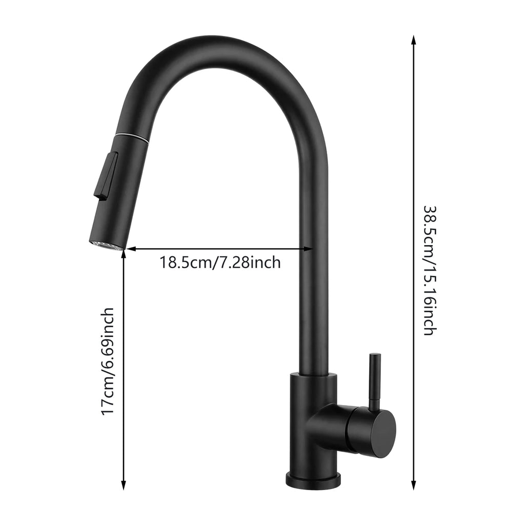 Residential Kitchen Sink Fixture, Pull-out Kitchen Tap, 360° Rotatable Cold Hot Tap with Dual Water Modes, Tap for Vegetable Washing & Cookware Cleaning