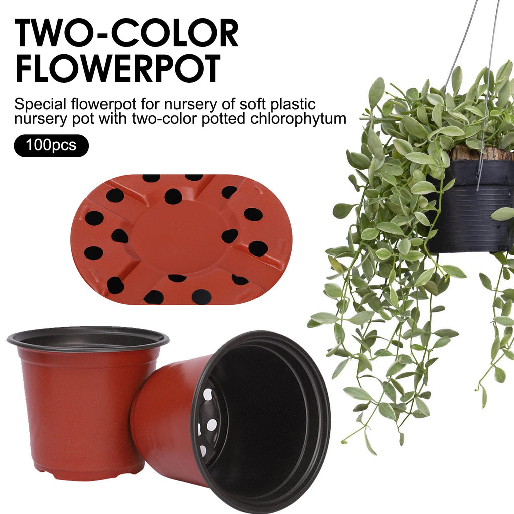 50/100PCS Plastic Plant Nursery Pots Seedling Flower Plant Container and Seed Starting Pots Gardening Pots 9/10/11/12/13/14 cm