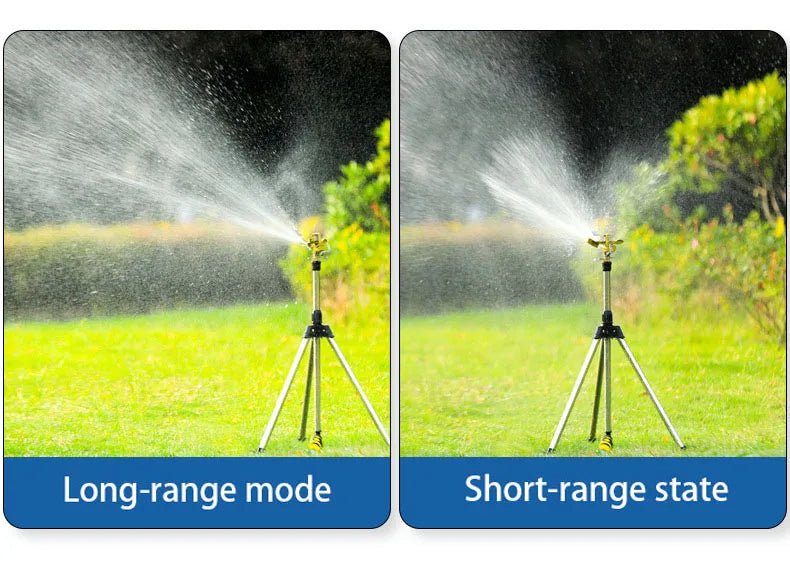 360° Rotating Tripod Sprinkler, Zinc Alloy Adjustable Automatic Water Sprinkler for Lawn Garden Vegetable Irrigation