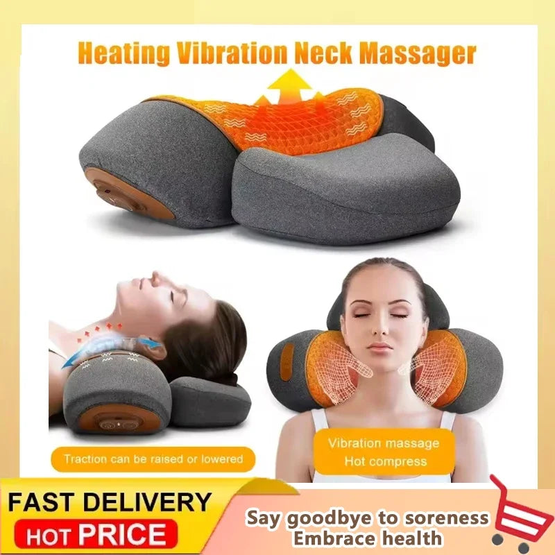 Heated Neck Massager Pillow | Deep Tissue Cervical Traction | Space Gray Massage Cushion Tidesmit