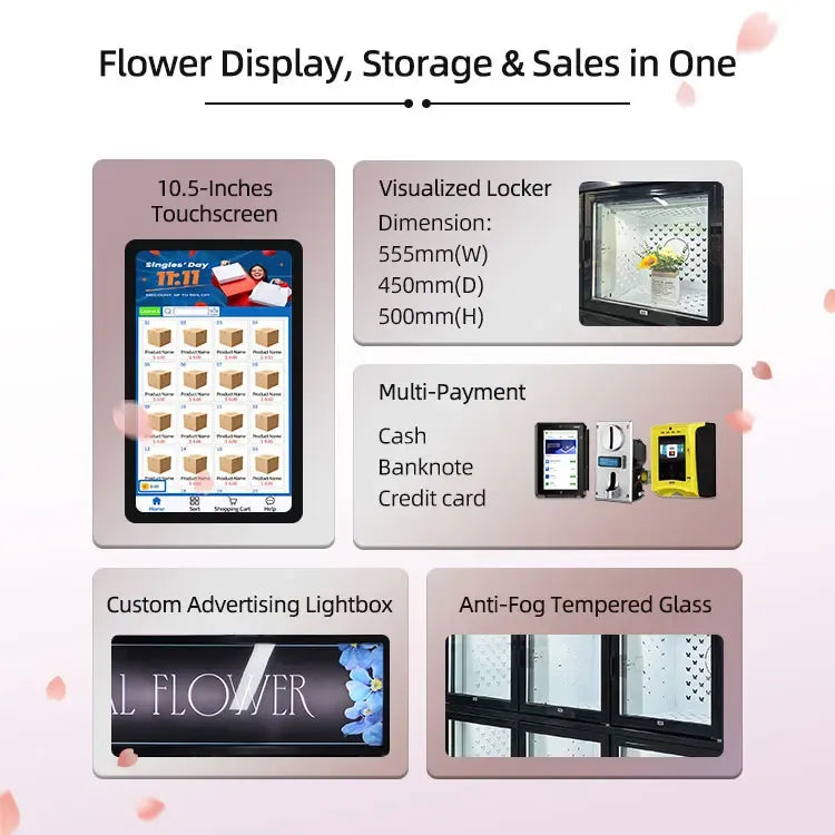 Tidesmit Flower Vending Machine Glass Display