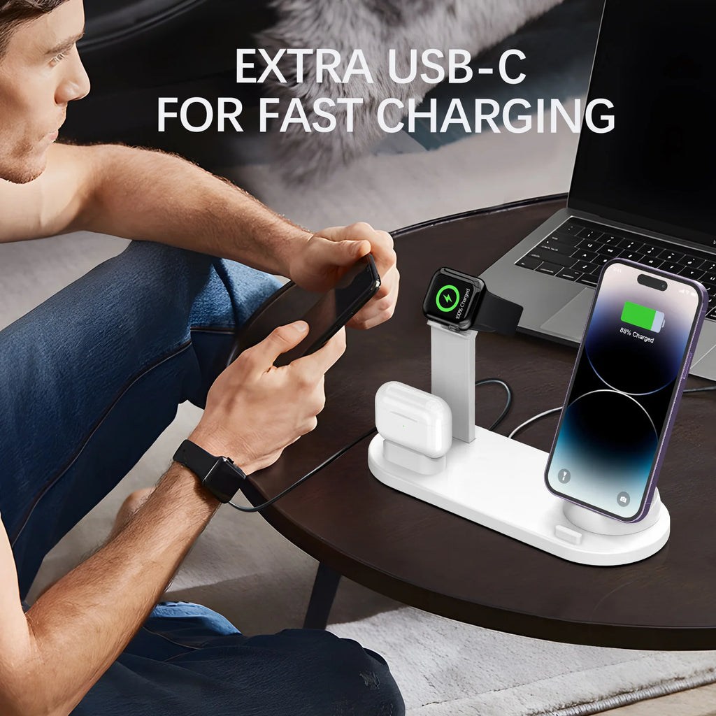 Wireless Charging Station - Qi Certified MagSafe Compatible Multi-Device Tidesmit