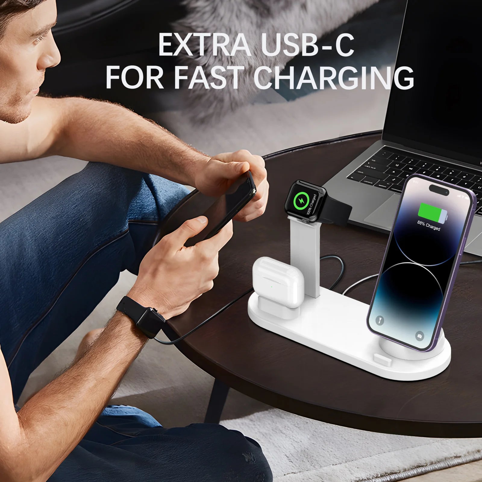 Wireless Charging Station - Qi Certified MagSafe Compatible Multi-Device Tidesmit