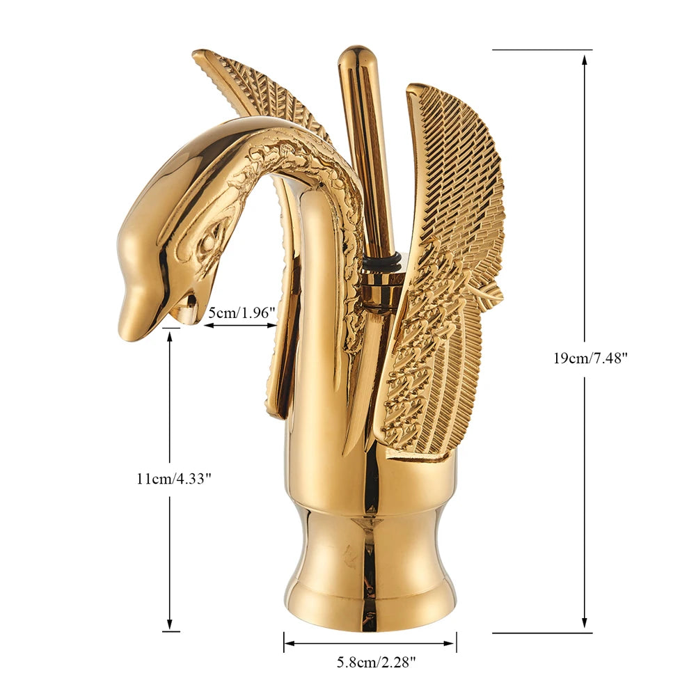 Gold Swan Bathroom Basin Faucet Deck Mounted Mixer Taps Hot and Cold Water Basinwash Sink Mixers Brass Tap