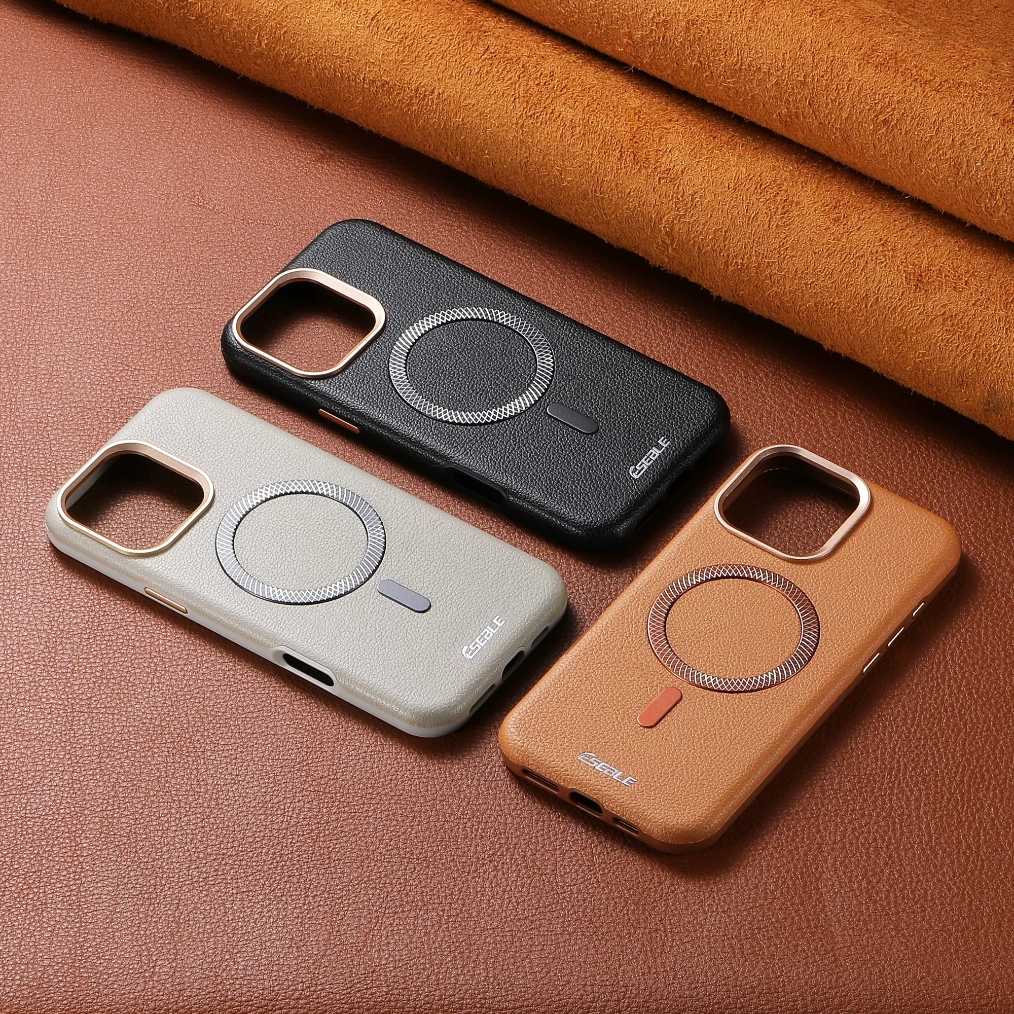 Magnetic Leather iPhone Case | Shock-Absorbing & Wireless Charging Compatible Tidesmit