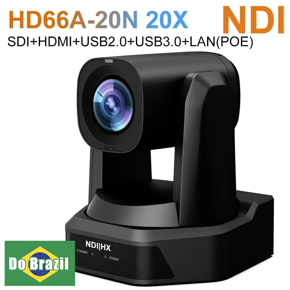 Black PTZ camera, HD66A-20N 20X NDI with SDI, HDMI, USB, LAN (POE)