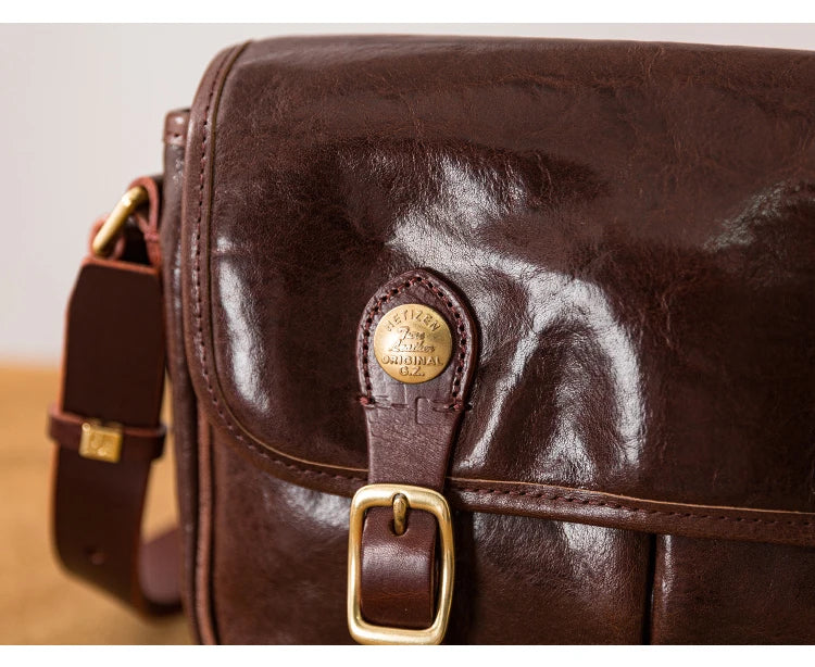 vintage designer handmade high-quality genuine leather men's messenger bag Outdoor casual cow leather work black shoulder bag