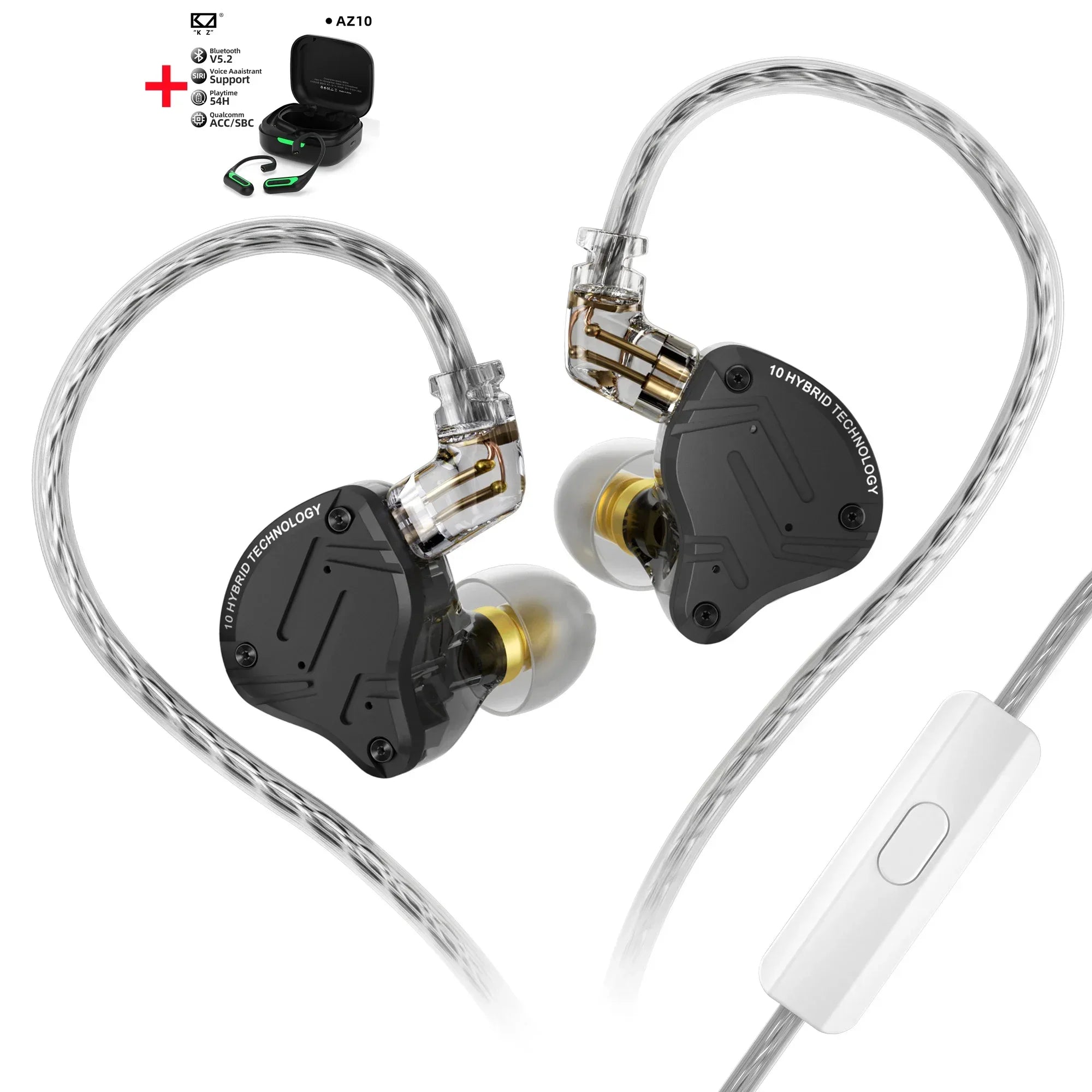 KZ ZS10 Pro X In-Ear Monitors 5-Driver Hybrid HiFi Earphones Tidesmit AZ10 Black With MIC China Mainland Tidesmit