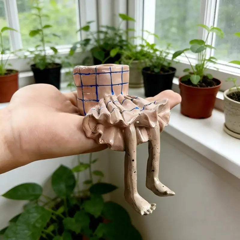 Whimsical Resin Leggy Planter Creative Succulents Flower Pot Home Decor Art Planter Home Office Shelf Decor Gardening Gift