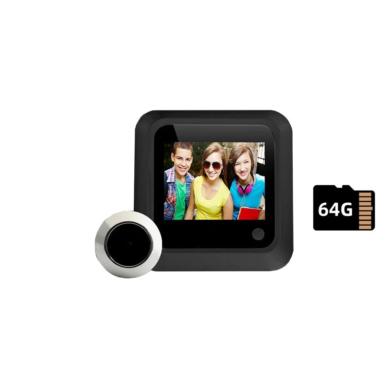 Black hidden peephole doorbell with 64GB microSD card icon