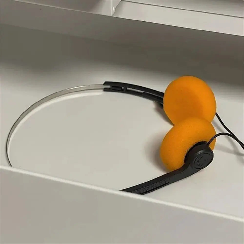 Retro Over-Ear Wired Headphones with 3.5mm Jack - Vintage Black & Orange Tidesmit