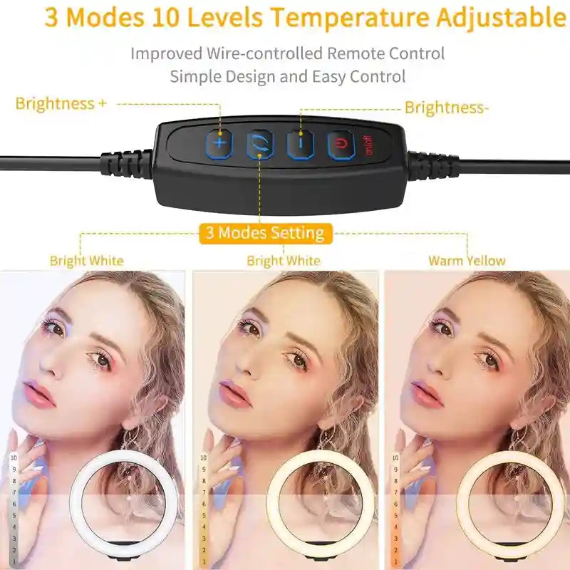 LED Ring Light with Tripod - Dimmable 33cm Content Creation Lamp Tidesmit
