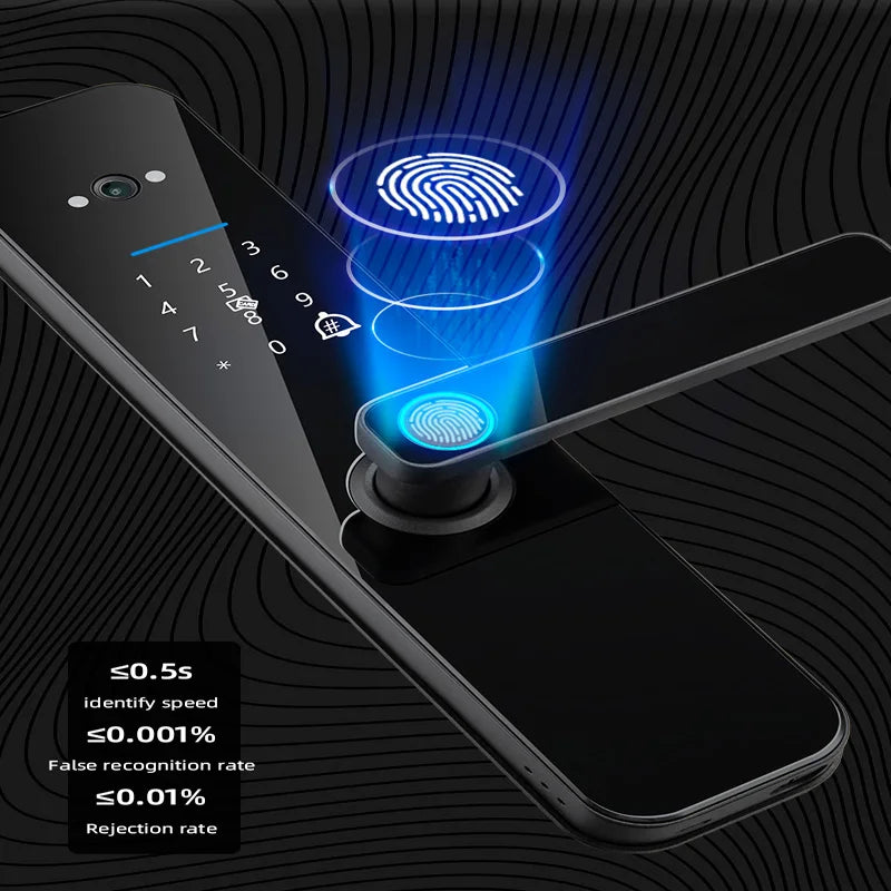 XSDTS New Tuya Wifi Digital Electronic Smart Door Lock With Biometric Camera Fingerprint Smart Card Password Key Unlock
