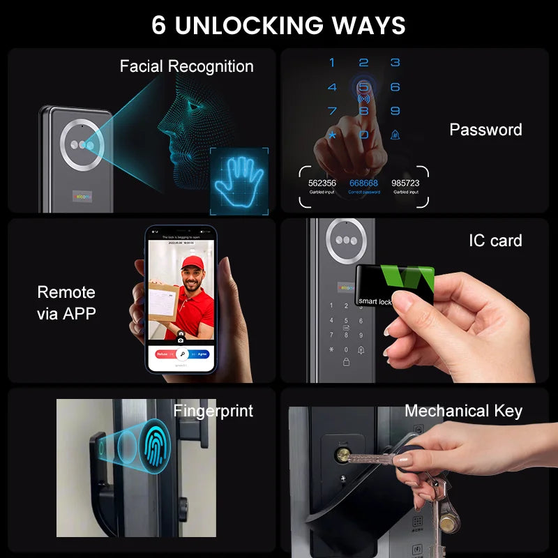 Outdoor Waterproof Lock Wifi Tuya APP Remote Voice Intercom Electronic Door Lock Face Fingerprint Smart Door Lock With Camera