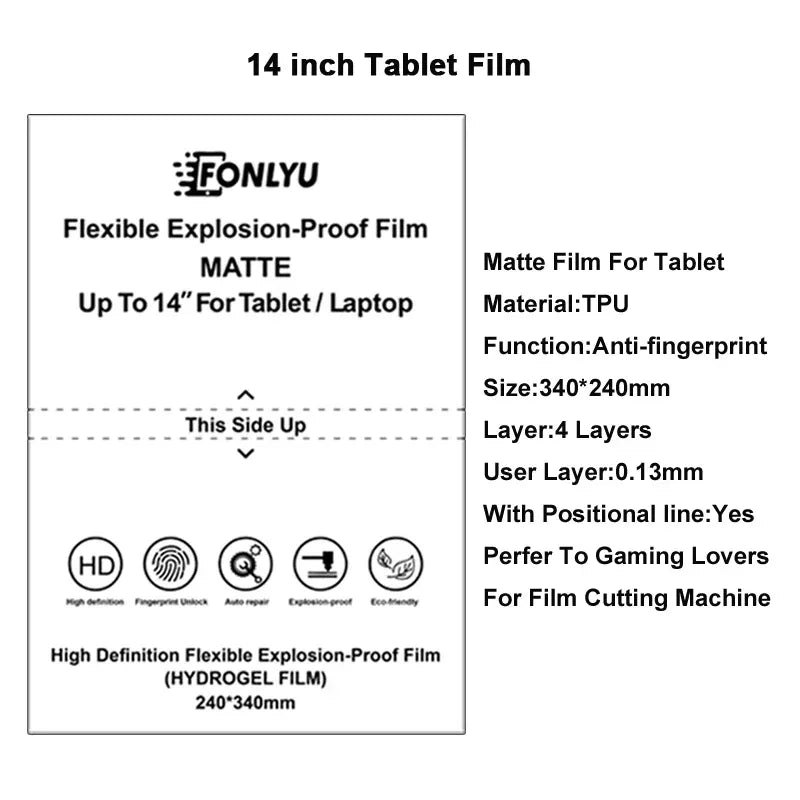 Tablet Screen Protector TPU Hydrogel Sheets - 14 Inch HD Anti-Scratch 10 Pack 10pcs 14 inch Matte Tidesmit