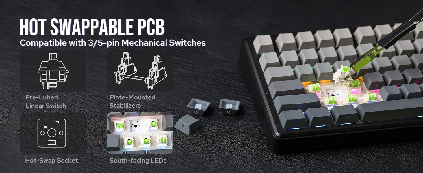 EPOMAKER X AULA F75 MAX Compact 75% ANSI Layout Wired/Bluetooth/2.4GHz Wireless Mechanical Keyboard with TFT Screen and a Knob