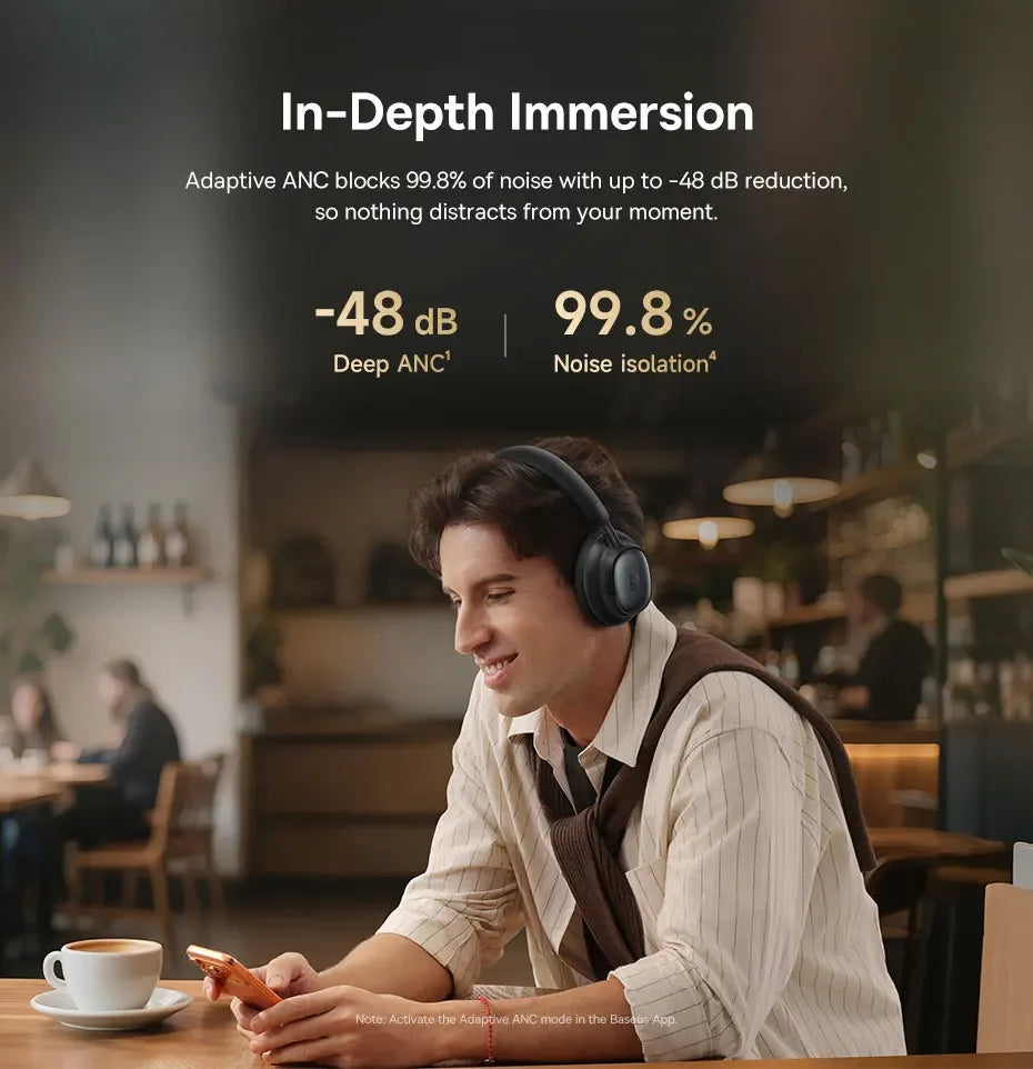Tidesmit Wireless Noise Cancelling Headphones - 80H Playtime Hi-Res Audio Tidesmit