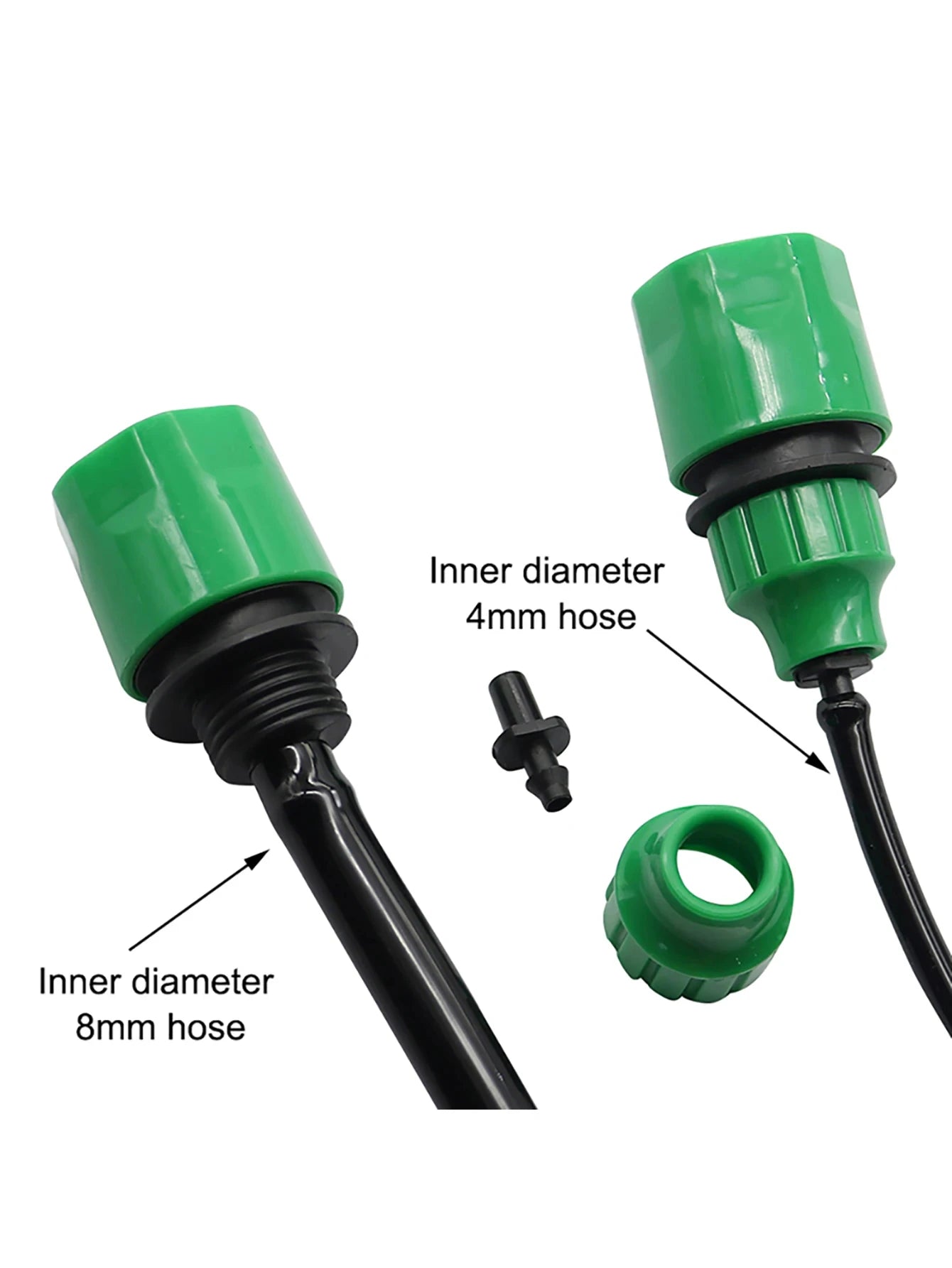 2Pcs Quick Coupling Adapter with 1/4 (ID 4mm) or 3/8'' (8mm) Barbed Connector for Irrigation Garden Watering Gardening Tools