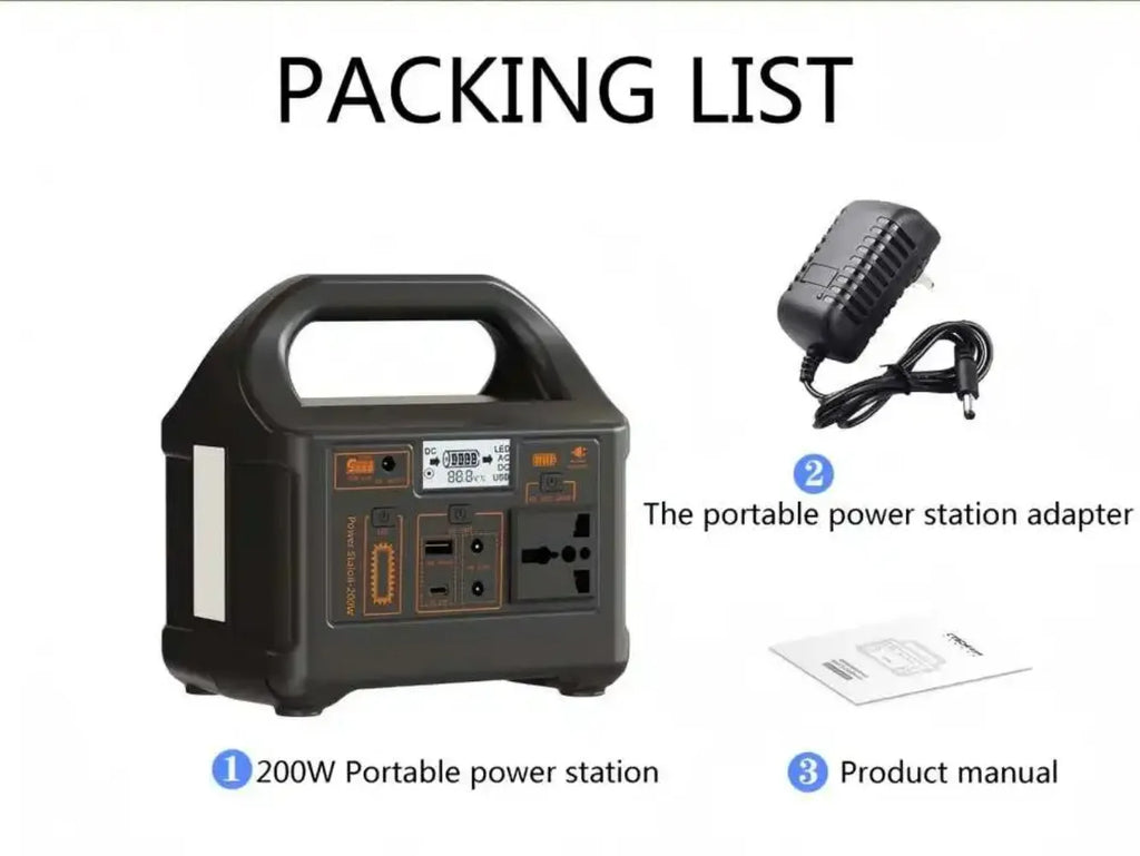 200W Portable Power Station 153.6Wh LiFePO4 Battery AC 110V/220V Solar Generator for Power Bank Camping RV Emergency