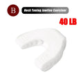 White, horseshoe-shaped silicone jawline exerciser for muscle training, labeled 40 LB.