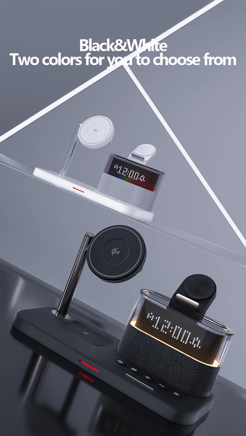 3-in-1 MagSafe Wireless Charger Station with RGB Alarm Clock Tidesmit