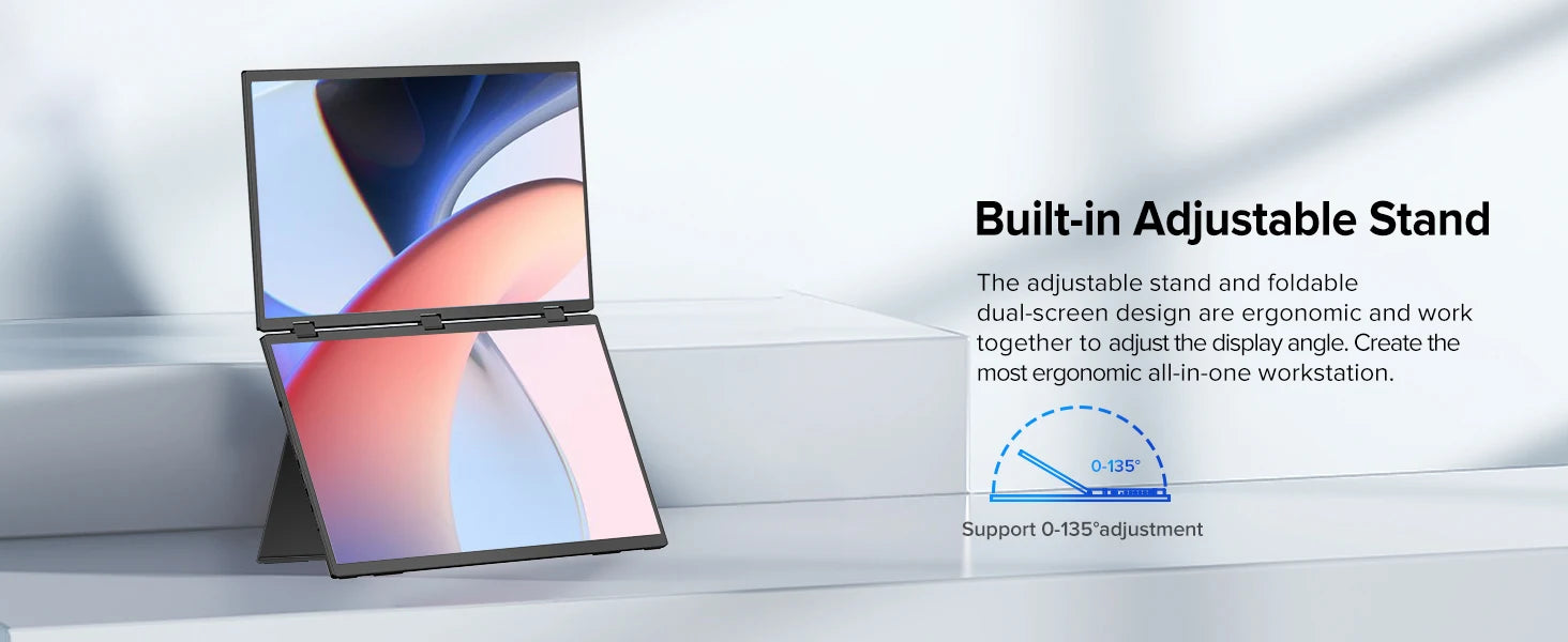 UPERFECT Laptop Screen Extender 15.6" 1080P Dual Screen with Speaker HDMI USB-C Triple Monitor for Laptop MacBook Surface PC Xbo