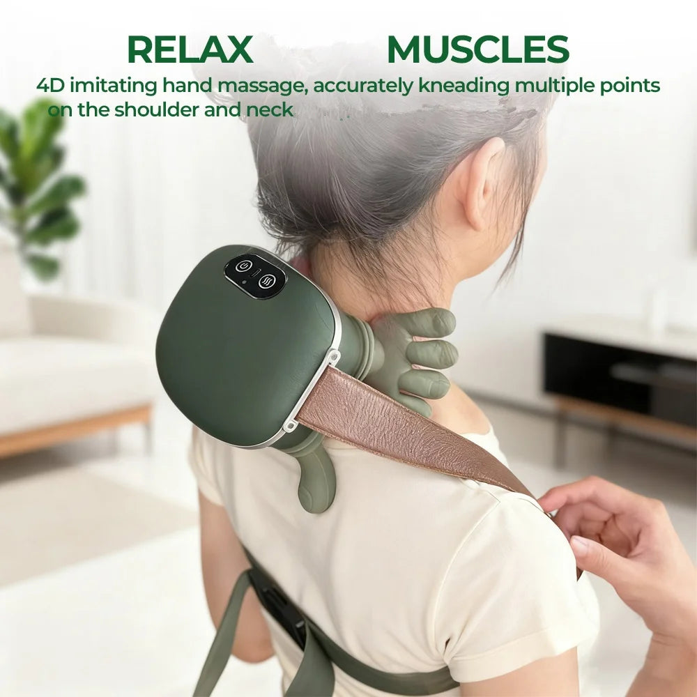 Electric Neck & Shoulder Massager | Deep Tissue Heat Therapy | Green Body Shaping Massage Equipment Tidesmit