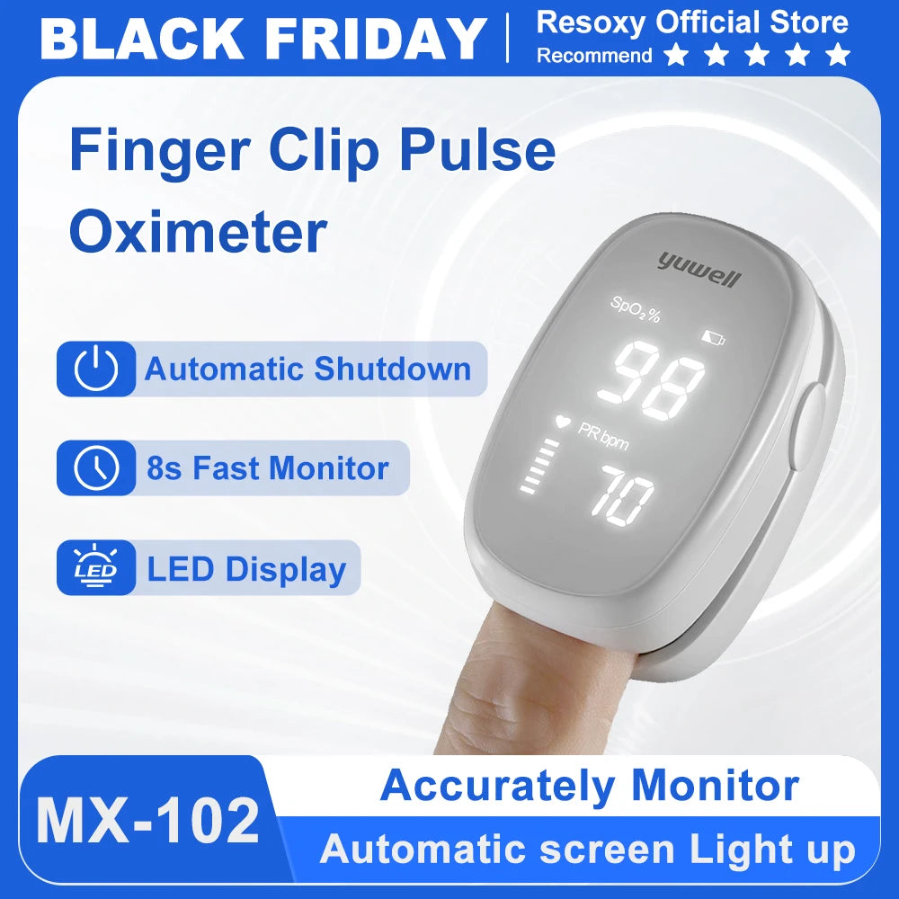 Yuwell Finger Clip Pulse Oximeter LED Screen Blood Oxygen Saturation Monitor Automatic Measurement Finger Clip Pulse Oximeter