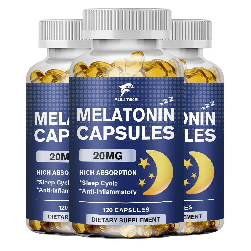 Melatonin 20mg, Sleep Dietary Supplement, 120 Strawberry Flavored Capsules, Contains Melatonin - Healthy Sleep