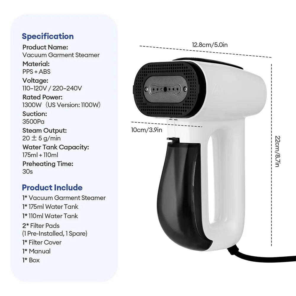 Tidesmit 3-in-1 Handheld Garment Steamer 1300W