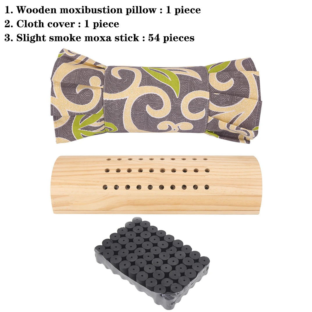 Wooden Moxibustion Neck Pillow for Stress Relief and Wellness Therapy Relaxation Treatment Moxa stick set 2 Tidesmit