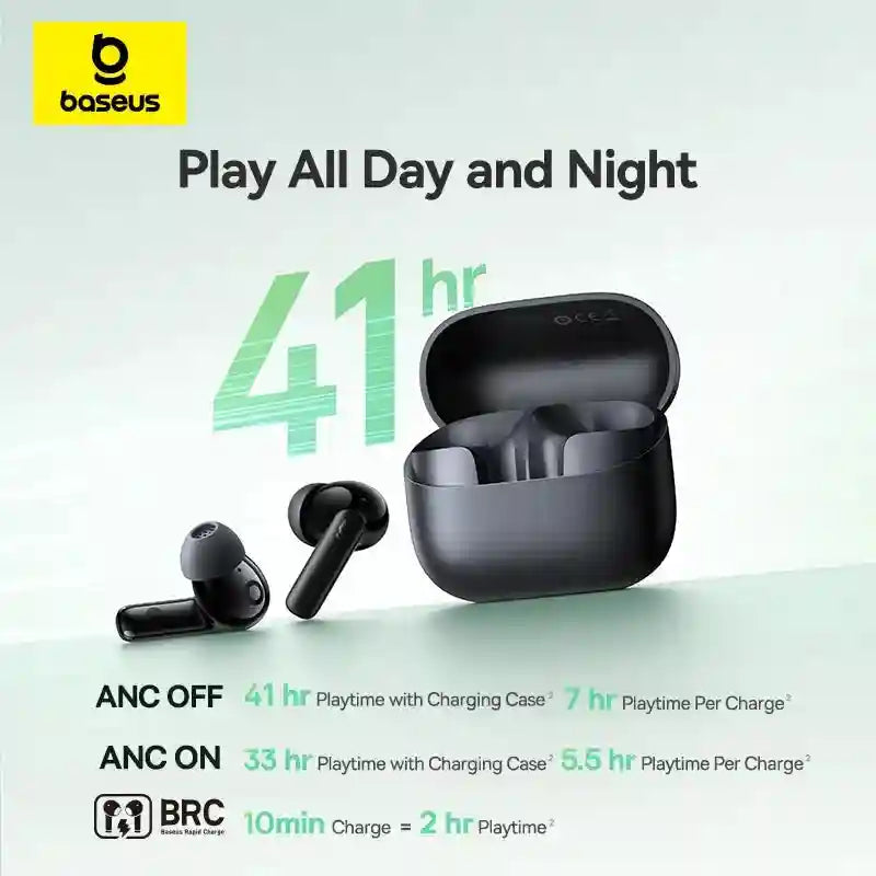 Tidesmit Wireless Headphones - 43dB Active Noise Cancellation, Black/White Tidesmit