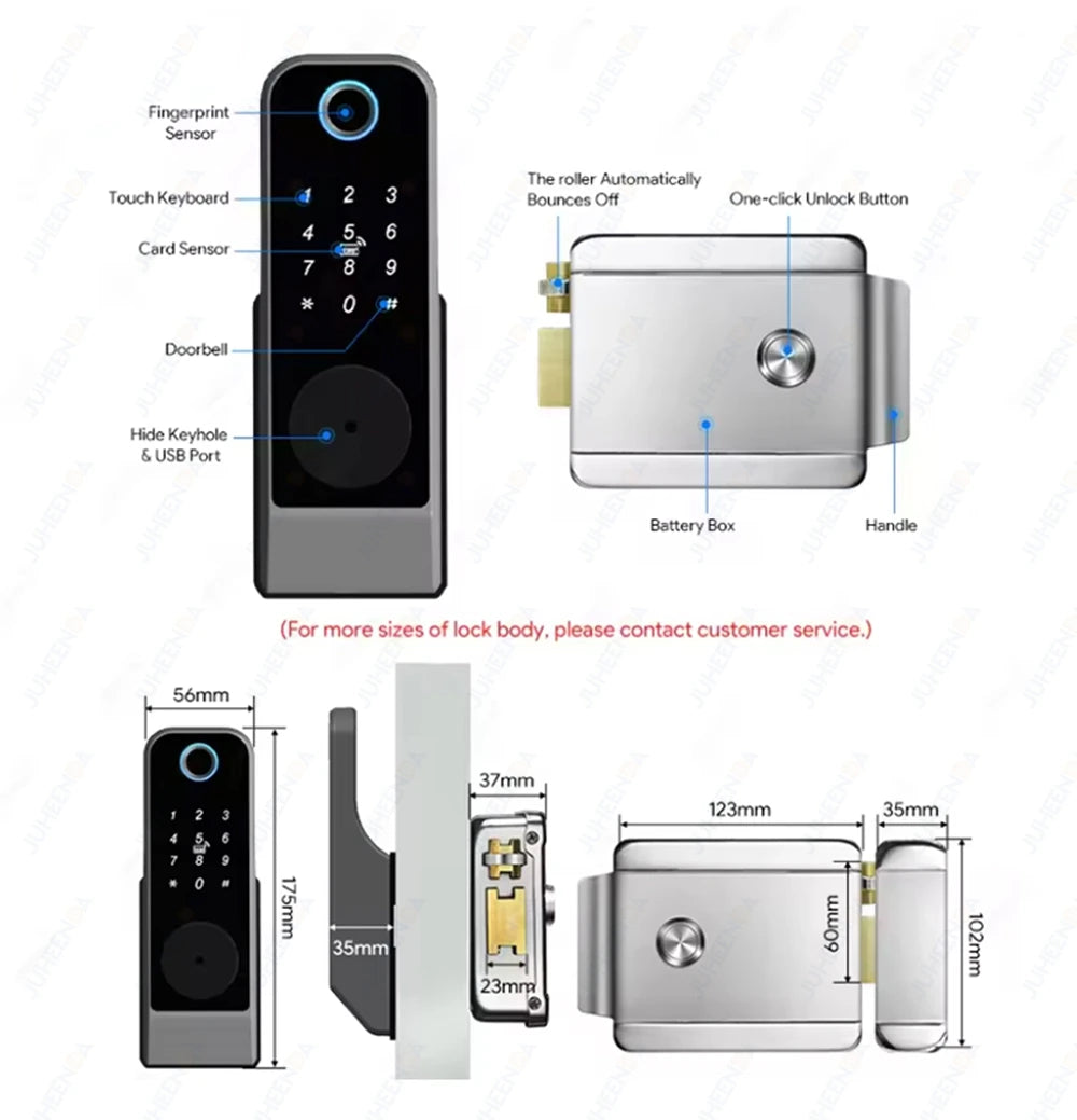 Waterproof Outdoor Smart Door Lock Tuya WiFi Fingerprint Password IC Card TTLock APP Alexa Google Home Entry Electronic Rim Lock