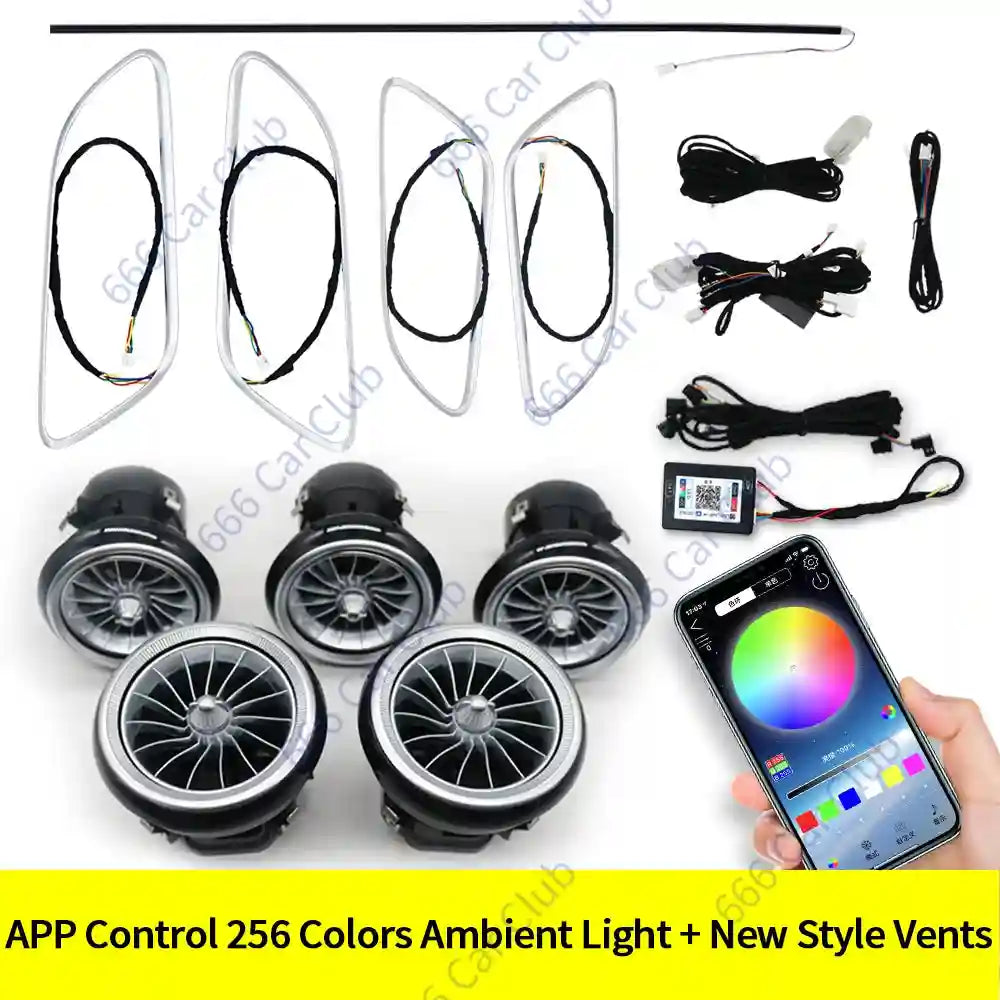 Mercedes-Benz Ambient LED Turbine Vents, 12-Color Interior Lighting Kit APP Color EQS Suit CN Tidesmit