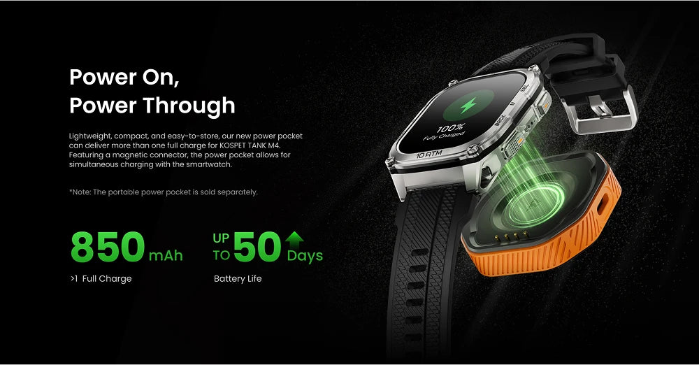 2025 KOSPET Tank M4 Rugged Smart Watch Stainless Steel GPS Offline Maps 10ATM 45M Freediving 24/7 Health Monitor for Android iOS