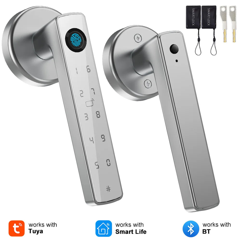 Tuya Bluetooth Smart Door Lock Fingerprint Keyless Entry Smart Life Control Auto Lock One-Time Passcode for Home Office Bedroom