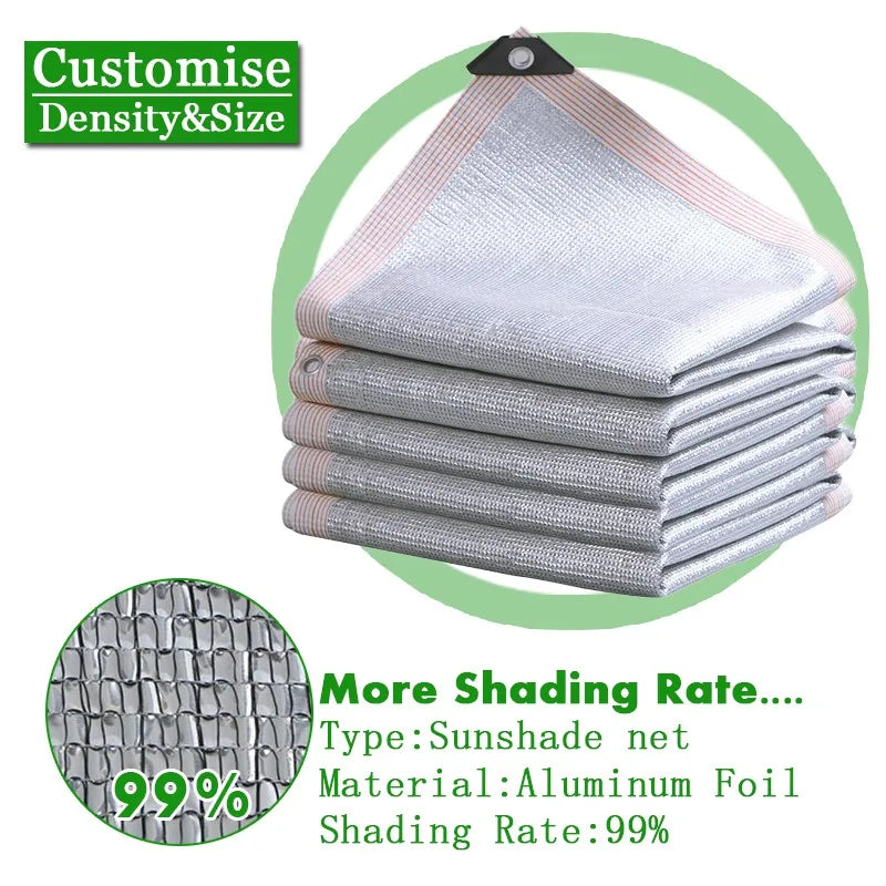 Shading 55~99% Aluminum Foil Sunshade Net Silvery Anti-UV Awning Fence Privacy Screen Garden Sun Shade Mesh Car Sun Shed Canopy