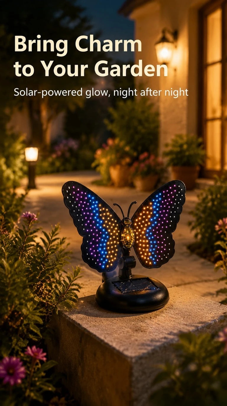 Outdoor Solar Butterfly Lamp 210 LEDs Hanging Wall Fence Art Decoration Solar Landscape Light for Garden Yard Patio Porch