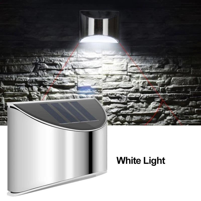 6Pcs Solar Garden Light Stainless Steel Courtyard Wall Lamp Waterproof Outdoor Lighting Emergency Patio Step Garden Fence Street
