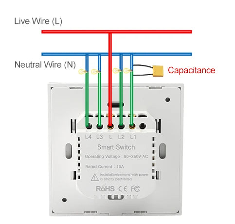 ZigBee 1 2 3 4 Gang with No Neutral Smart Touch Light Switch EU Europe UK Wall Button Tuya Power 2 3 Way Alexa Smart Home Voice