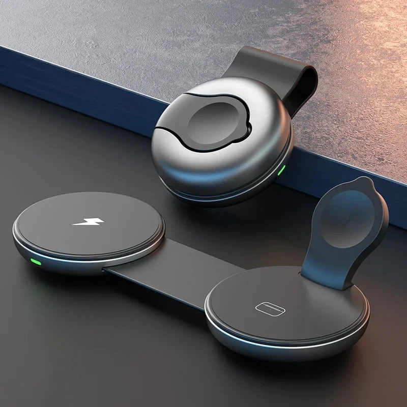 3-in-1 Wireless Travel Charger: Foldable MagSafe Compatible Dock Tidesmit