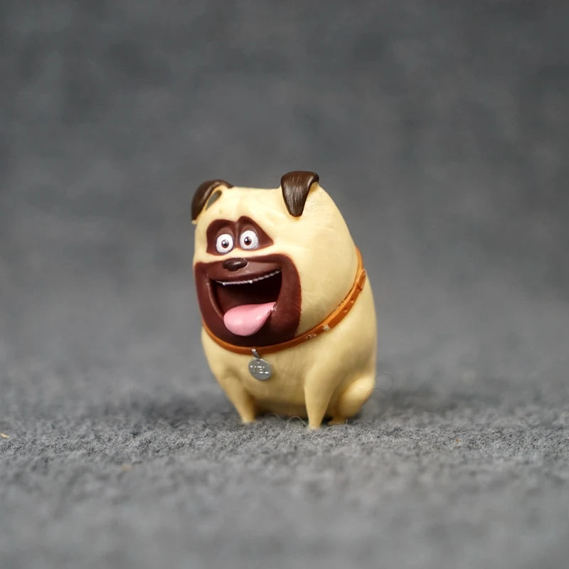 Cute Mel the pug figurine from Secret Life of Pets, perfect desk decor or collectible gift for animal lovers.